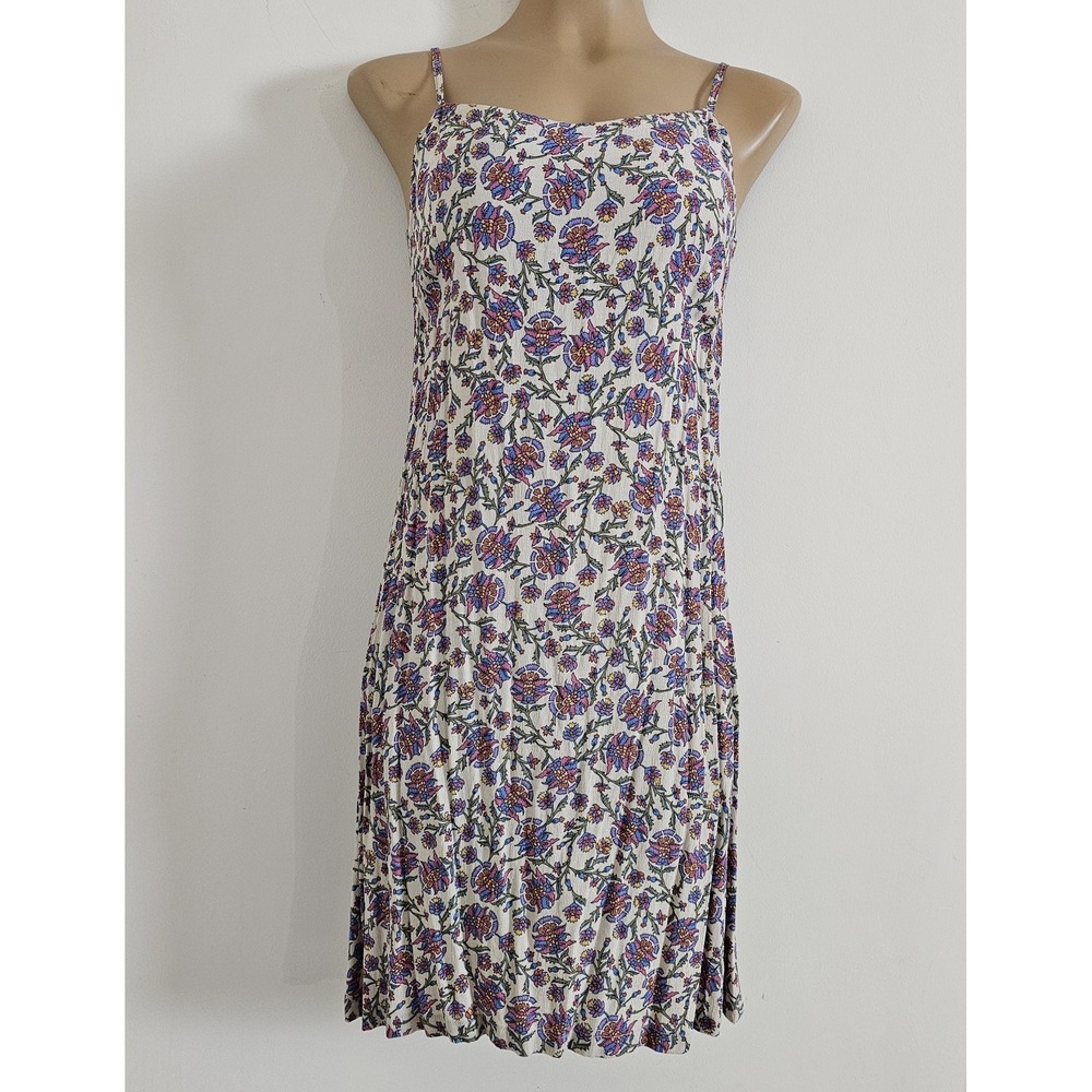 Vtg Old Navy Dress Cream Floral Spaghetti Strapβ Sundress Sz 4 Y2k 90s